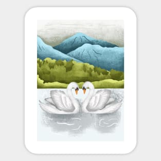 Two River Swans Sticker